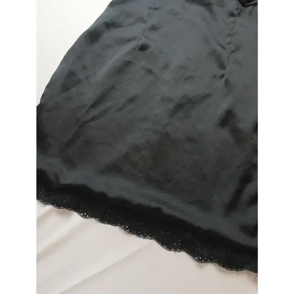 Princess Polly Black Lace Faux Silk Slip Dress Whimsigoth Goth Punk Retro Size 2 - Picture 2 of 5